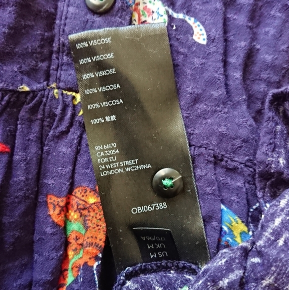 Anthropologie Maeve navy blue and colorful butterfly Blouse size M - Picture 5 of 12